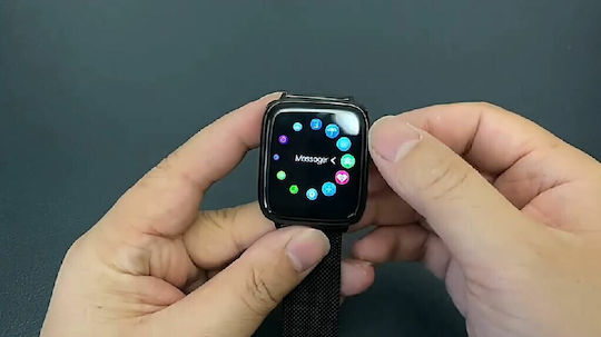 Smartwatch Idealstore I Watch S6 Voll-Touchscreen Gebogenes 2.5D-Display Anruffunktion Eingebauter Lautsprecher Mikrofon Multi-Sport-Funktion Herzfrequenzsensor Schrittzähler Schlafmonitor Farbe Schwarz