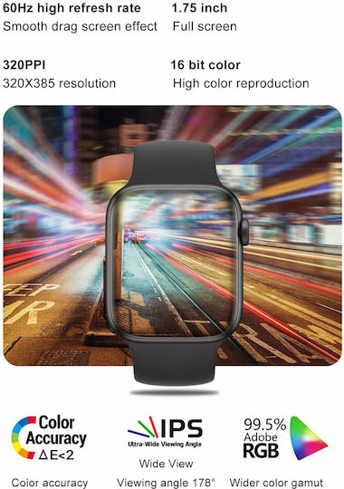 Smartwatch Idealstore I Watch S6 Voll-Touchscreen Gebogenes 2.5D-Display Anruffunktion Eingebauter Lautsprecher Mikrofon Multi-Sport-Funktion Herzfrequenzsensor Schrittzähler Schlafmonitor Farbe Schwarz