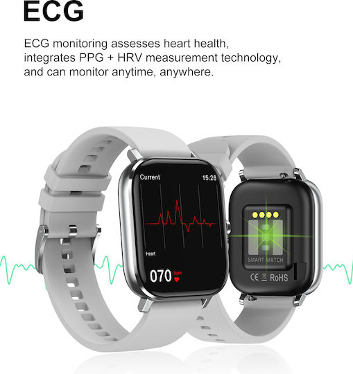 Prince Collection Smartwatch Idealstore 1.96 Inch Touch Screen Bluetooth Call Message Notifications Heart Rate Sleep Monitoring Multi-sport Built-in Speaker Microphone Ip67 Alarm Android-iOS Long Battery Silver Edition