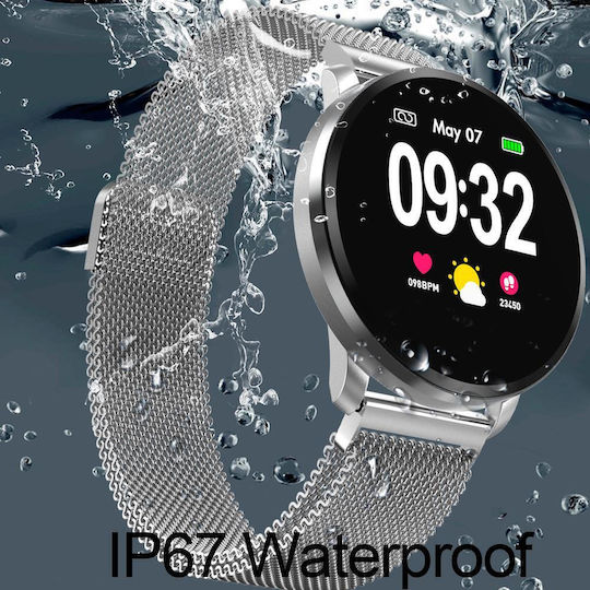 Brățară Fitness Smartwatch Ecran Complet 68 Brățară Metalică Magnetică Monitorizare Ritm Cardiac Monitorizare Somn Tensiune Arterială Apeluri Notificări Facebook Sms Rezistent la Apă Ip67 Ecran Tactil Complet 1.23 Negru