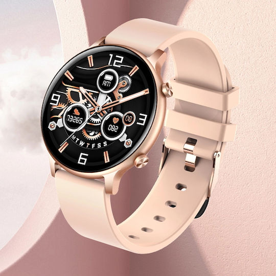 Smartwatch Versa Idealstore Bildschirmgröße 1,32 Zoll Wasserfest Bluetooth Herzfrequenzmesser Blutdruck Blutsauerstoff Anrufbenachrichtigungen Multi-Sport Kompatibel mit iOS Android Rosa