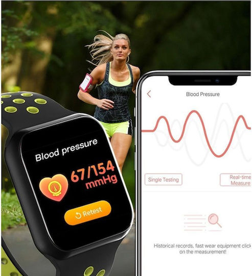 Smartwatch Force Sport8 Ecran TFT de 1,3 Inch Monitorizare Ritm Cardiac Somn Senzor 3D Pedometrul pentru Măsurarea Pașilor Calorii Arse Funcție Anti-pierdere Compatibilitate Android iOS Negru-verde