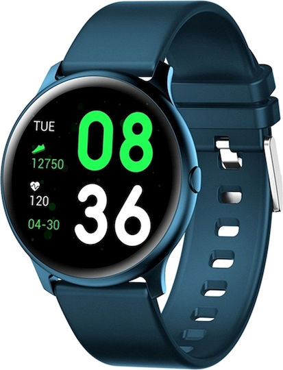 Kingwear Smartwatch Idealstore 1,3 Zoll HD Touchscreen Wasserfest Schrittzähler Herzfrequenzmesser Blutdruckmesser Sitzende Erinnerung Sportmodus Blau