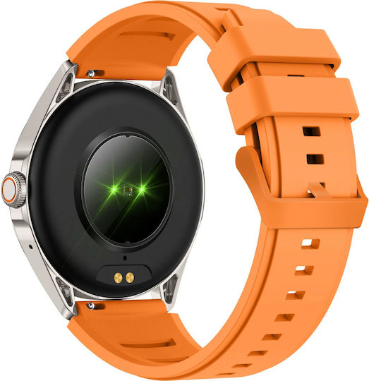 Delta Pro Smartwatch Idealstore 1.43" Amoled тъчскрийн Android Ios високоговорител Bluetooth обаждане аларма време гласов асистент фитнес тракер женска функция монитор на сърдечната честота монитор на кръвното налягане SpO2 оксиметър мулти-спорт оранжев