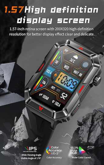 Dynamic Evolution Smartwatch Idealstore 1.57 Inch Color Lcd Screen Heart Rate Monitoring Blood Pressure Multi-sport Weather Fitness Tracker Female Function Life Waterproof Notifications Bluetooth Call Android Ios Music Control