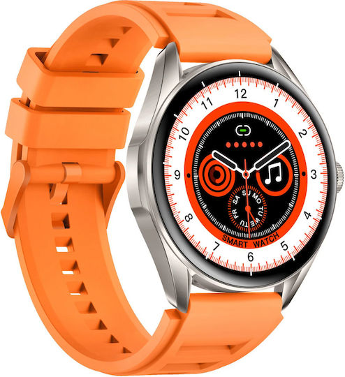 Delta Pro Smartwatch Idealstore 1.43" Amoled тъчскрийн Android Ios високоговорител Bluetooth обаждане аларма време гласов асистент фитнес тракер женска функция монитор на сърдечната честота монитор на кръвното налягане SpO2 оксиметър мулти-спорт оранжев