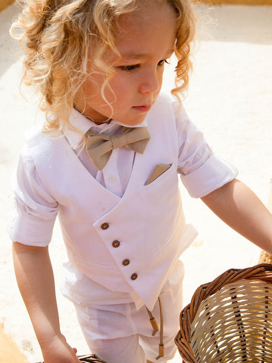 Bambolino Baptism Suit with Vest for Boys Filippos White 6 Pieces
