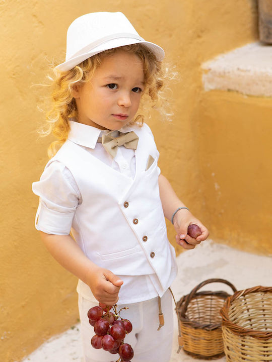 Bambolino Baptism Suit with Vest for Boys Filippos White 6 Pieces