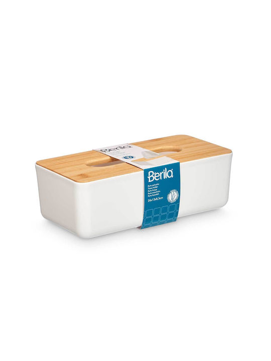 Berilo Θήκη για Χαρτομάντηλα Πλαστική Λευκή 26.1x13.1x8.6cm