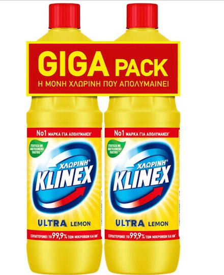 Klinex Ultra Protection Παχύρρευστη Χλωρίνη με Άρωμα Lemon 2x1.25lt