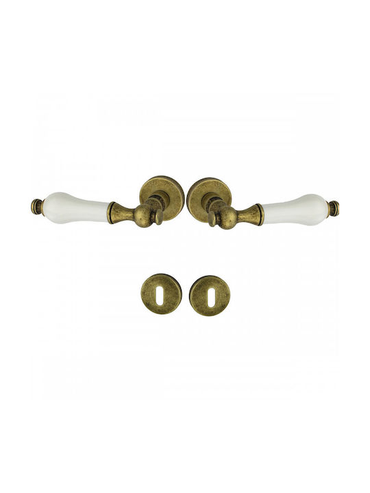 Viobrass Ръкохватка Предна врата с Розета -5 with Porcelain