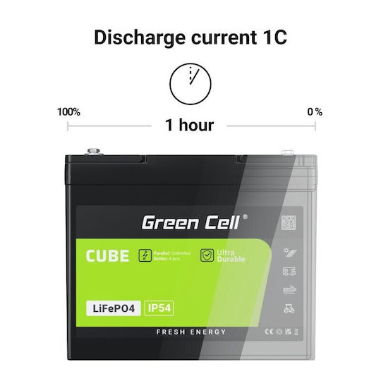 Green Cell Μπαταρία Λιθίου-Φωσφόρου 10Ah 12.8V 128Wh