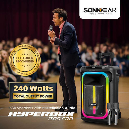 Sonic Gear Karaoke Speaker With Wireless Microphones And Lighting Effects Hyperbox 1300 Pro HB-PRO1300 Black