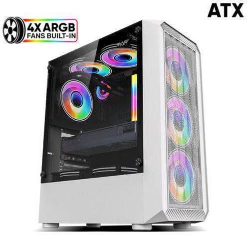 Armaggeddon Tritron Pro 100 Gaming Middle Tower Carcasă Calculator cu Fereastră Laterală Alb