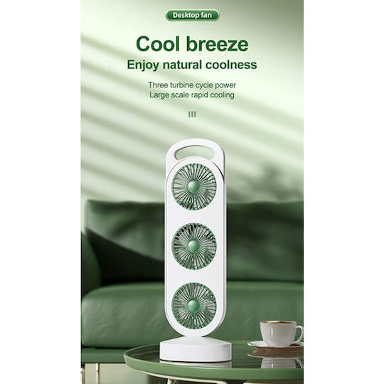 Ventilator Reîncărcabil cu Flux Triplu de Aer Sds-27525 Alb Verde