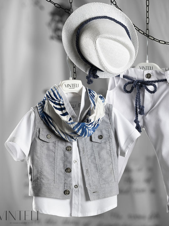 Vinteli Vinteli Baptism Suit with Vest for Boys Gray