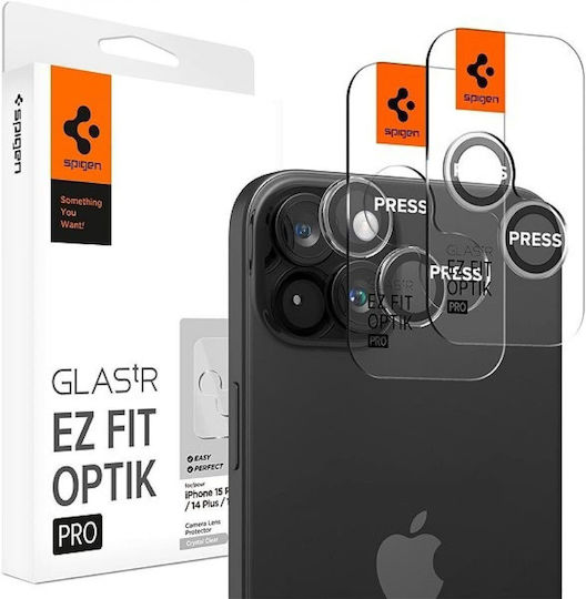 Spigen Optik Pro EZ Fit Προστασία Κάμερας Tempered Glass Διάφανο για το Apple iPhone 15/15 Plus/14/14 Plus.