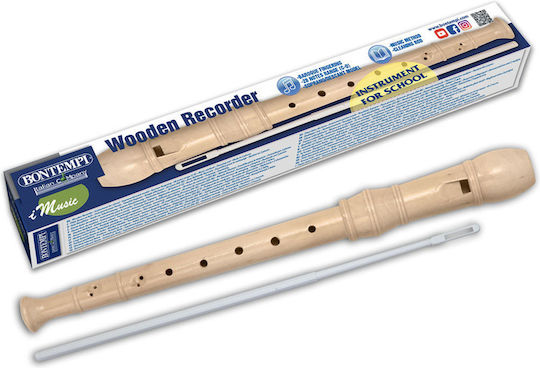 Bontempi Wooden Baroque Recorder Flute 28 Notes School Bn313210