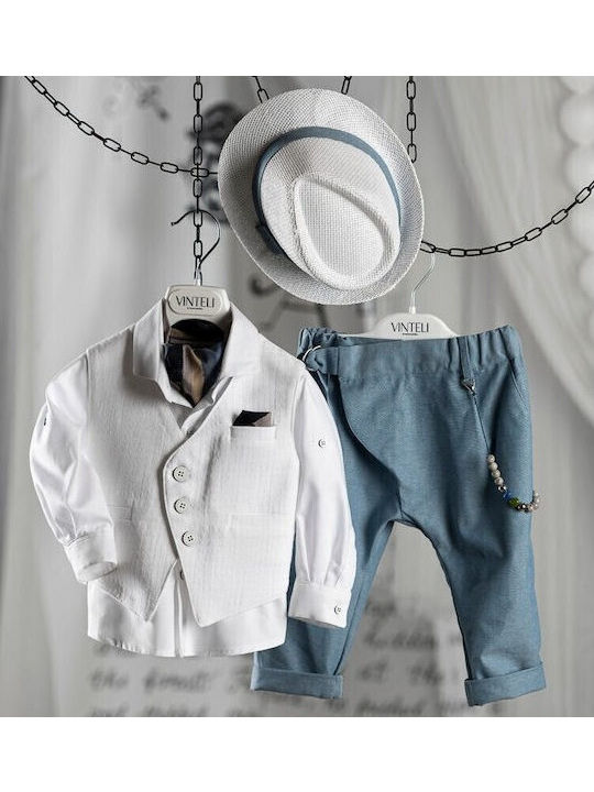 Vinteli Baptism Suit with Vest for Boys White