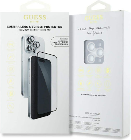 Guess Camera Protection Tempered Glass Silver for the iPhone 16 Pro Max