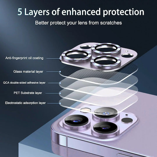 Lens Protector Camera Protection Metal Frame Silver for the iPhone 14 Pro / 14 Pro Max