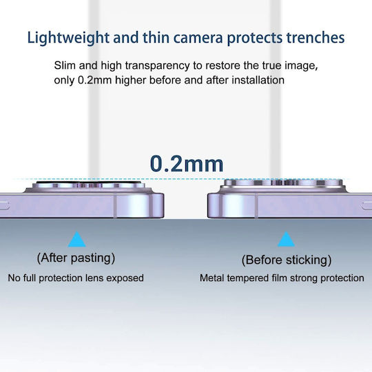 Lens Protector Camera Protection Metal Frame Silver for the iPhone 14 Pro / 14 Pro Max