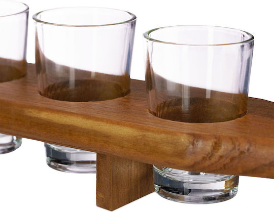 6-shot Pallet Relaxdays Wooden Holder Glass Cups