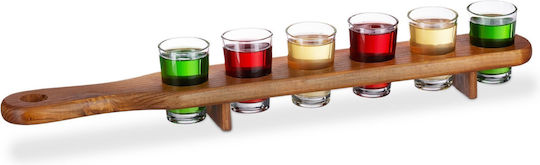 6-shot Pallet Relaxdays Wooden Holder Glass Cups