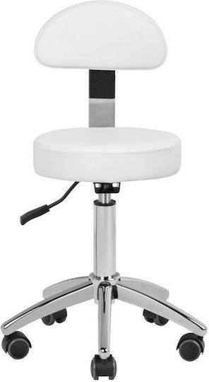Salon Tech Wheeled Stool with Backrest White