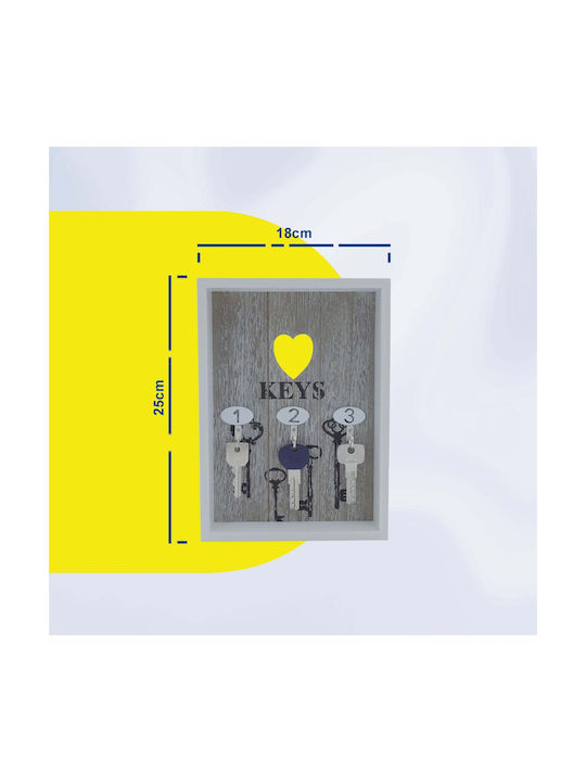 Suport de chei de perete din lemn, gri, modelul Uncle George 05.02.01-0004-GREY, dimensiuni 18x4x25cm