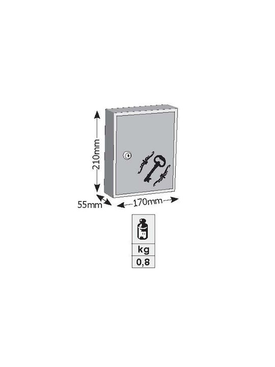 Viometal LTD Agățătoare Chei De Perete Metalică 1310 10 Compartimente Maro 10 Compartimente Cu Încuietoare 17x5.5x21cm