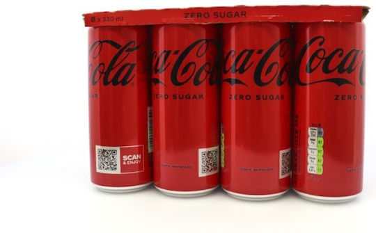 Coca-Cola Zero Băutură Răcoritoare Carbogazoasă Fără Zahăr în Cutie 8x330ml