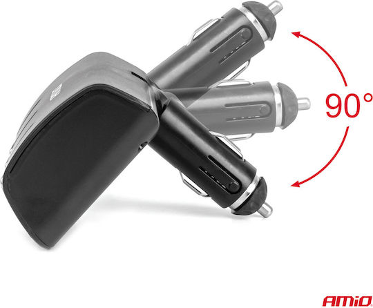 AMiO Car Charger 120W with Ports: 3xLighter with Cable Embedded Black Color