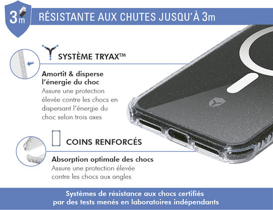iPhone 16 Pro Max MagSafe Verstärkte Air Tryax System Glitzer Transparente Handyhülle
