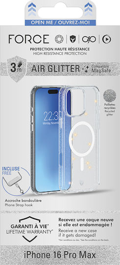 iPhone 16 Pro Max MagSafe Verstärkte Air Tryax System Glitzer Transparente Handyhülle
