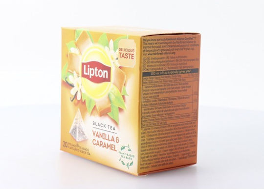 Lipton Μαύρο Τσάι 20 Φακελάκια 1.7gr με Άρωμα Καραμέλα & Βανίλια