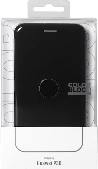 Калъф Цветен Блок Huawei P30 Картодържател Удароустойчив Черен