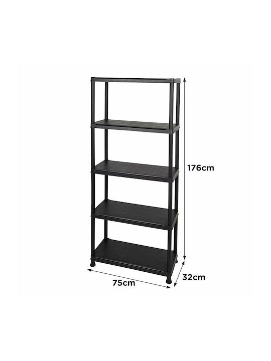 Raft Plastic Negru 75x32x176cm