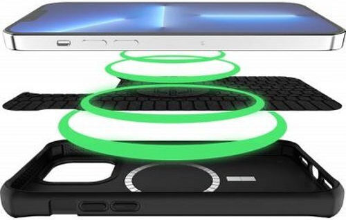 Itskins Handyhülle iPhone 14 Pro Max Verstärkte Ballistic Nylon R Magsafe Kompatibel Schwarz