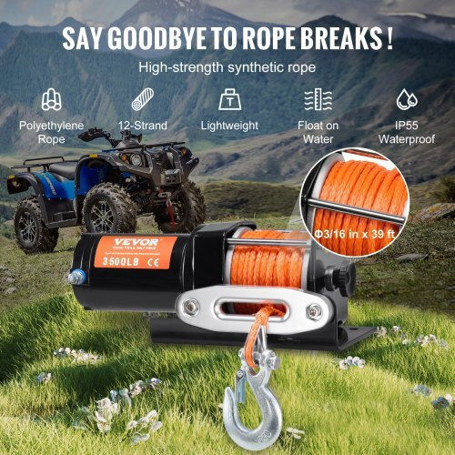 Vevor Electric 4x4 Car Winch 12V with Towing Capacity 1588kg