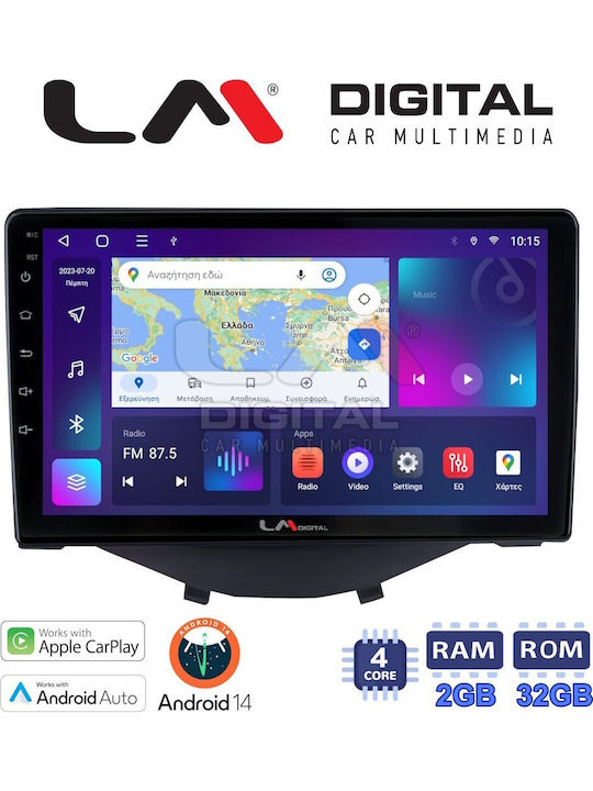LM Digital Sistem Audio Auto pentru Peugeot 107 Toyota Aygo Citroen C1 2014> (Bluetooth/USB/WiFi/GPS/Apple-Carplay/Android-Auto)
