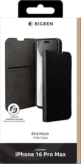 Husă Bigben iPhone 16 Pro Max Folio Wallet Funcție Stand Neagră