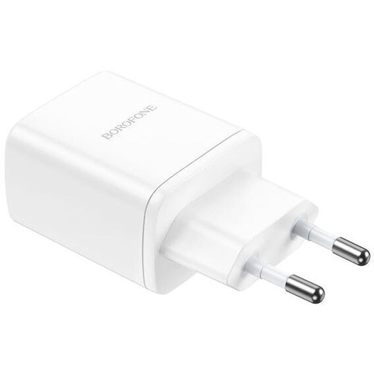 Borofone Charger Without Cable with 2 USB-C Ports 35W Power Delivery Whites (BN9)
