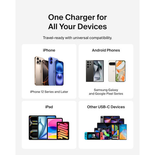 Belkin Φορτιστής Χωρίς Καλώδιο με Θύρα USB-C 25W Power Delivery Λευκός (BoostCharge)