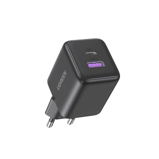 Ugreen Φορτιστής Χωρίς Καλώδιο GaN με Θύρα USB-A και Θύρα USB-C 30W Power Delivery Γκρι (X516)