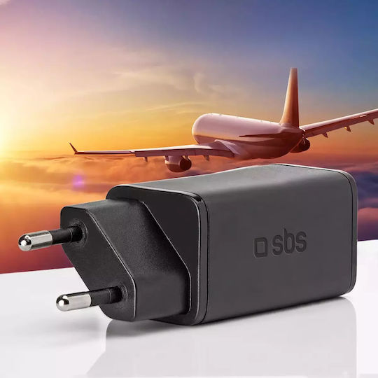 SBS Incarcator Fără Fir GaN Cu Port USB-C 65W Livrarea Energiei Negru (TRGAN1C65W)