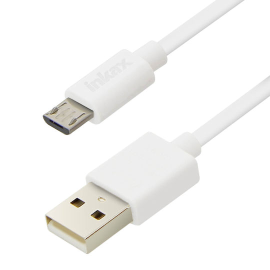 Inkax Ladegerät mit USB-A Anschluss und Kabel Micro-USB Weißs (CD-08)