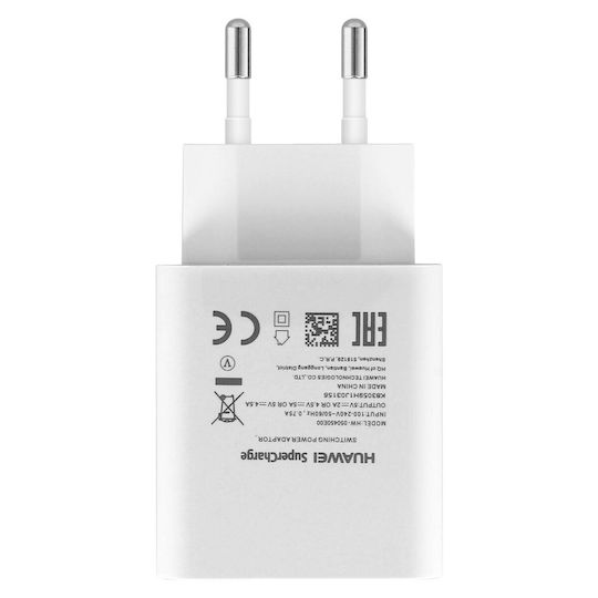 Huawei Φορτιστής με Θύρα USB-A και Καλώδιο USB-C 22.5W Λευκός (AP81)