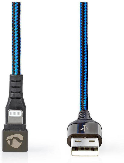 Nedis Lightning USB-A Плетен Кабел 1м 180° Конектор Игра Син