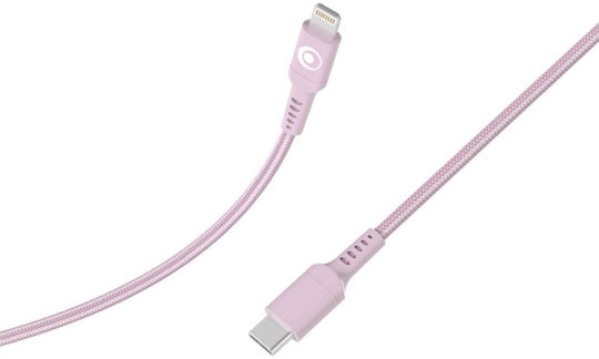 Bigben Connected USB-C/Lightning 3A Power Delivery 60W 1.2m Заряден Кабел Розов